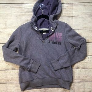 VS Pink quarter zip purple hooded sweatshirt